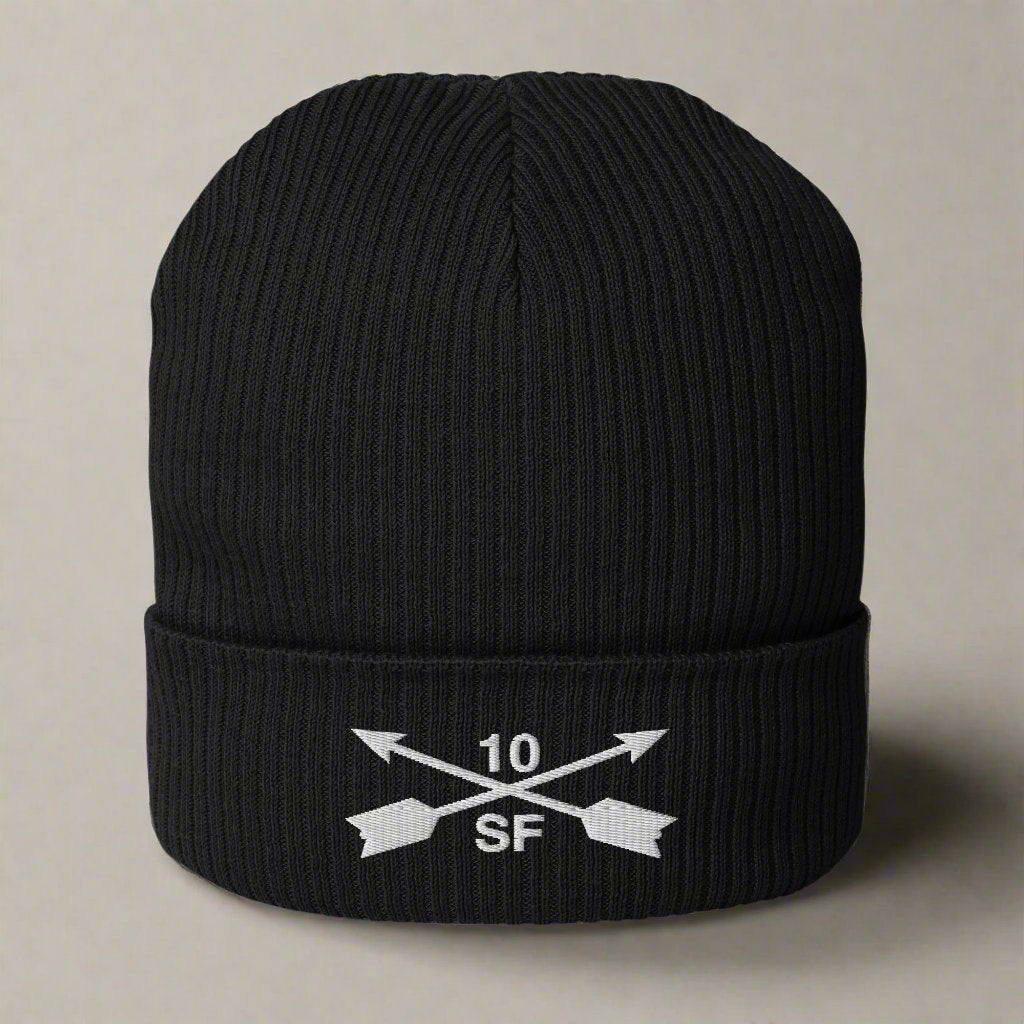 10th special forces group ribbed beanie with embroidered design