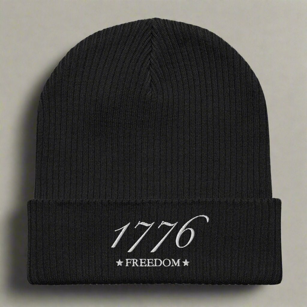 Patriotic beanie embroidered with 1776 freedom