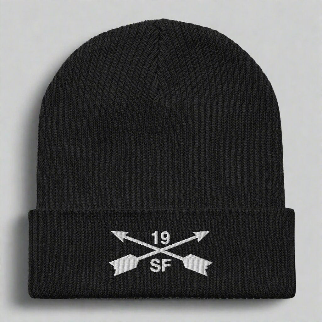 19th special forces group ribbed beanie with embroidered design