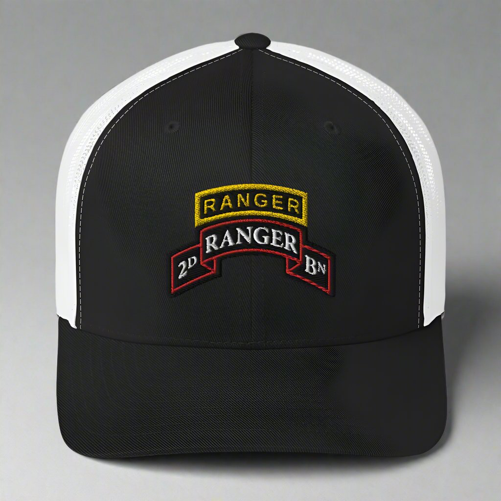 2nd ranger battalion scroll and ranger tab snapback trucker hat