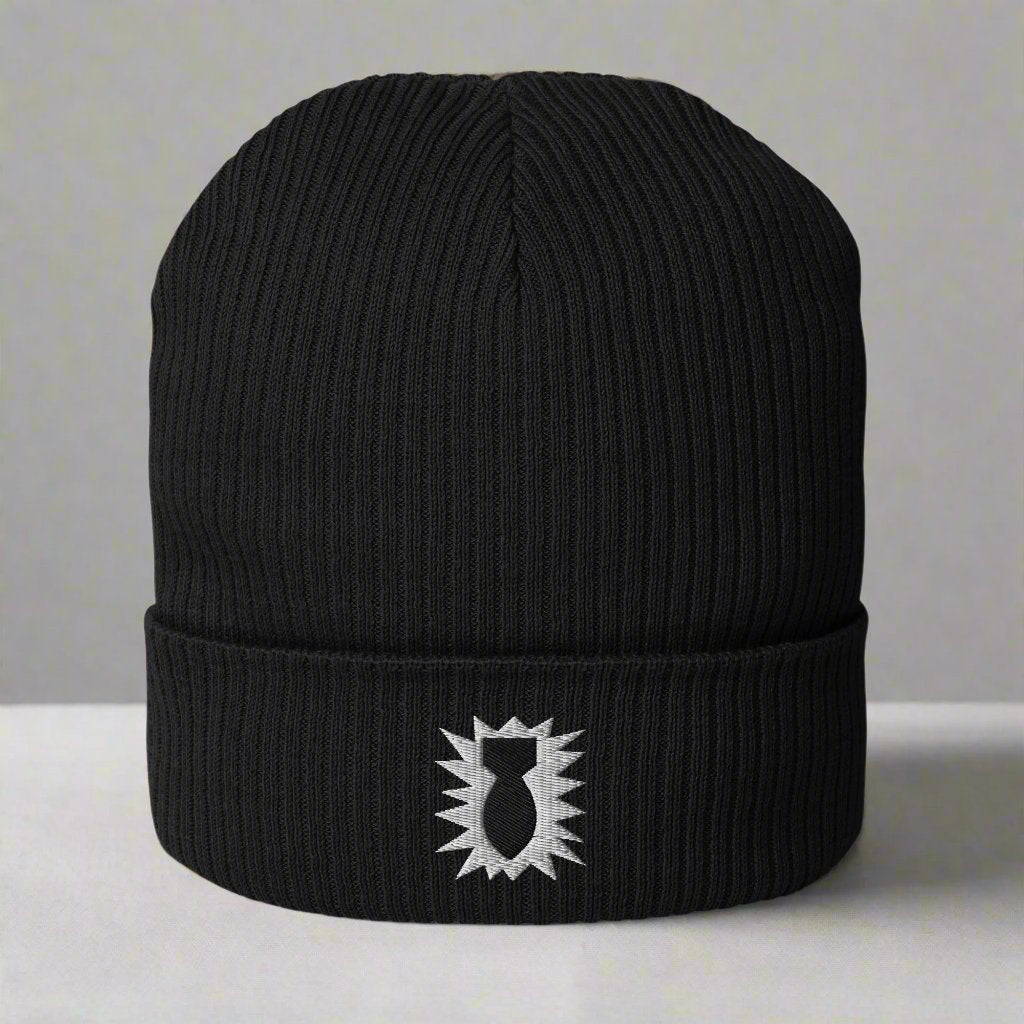 EOD bomb insignia embroidered on a beanie