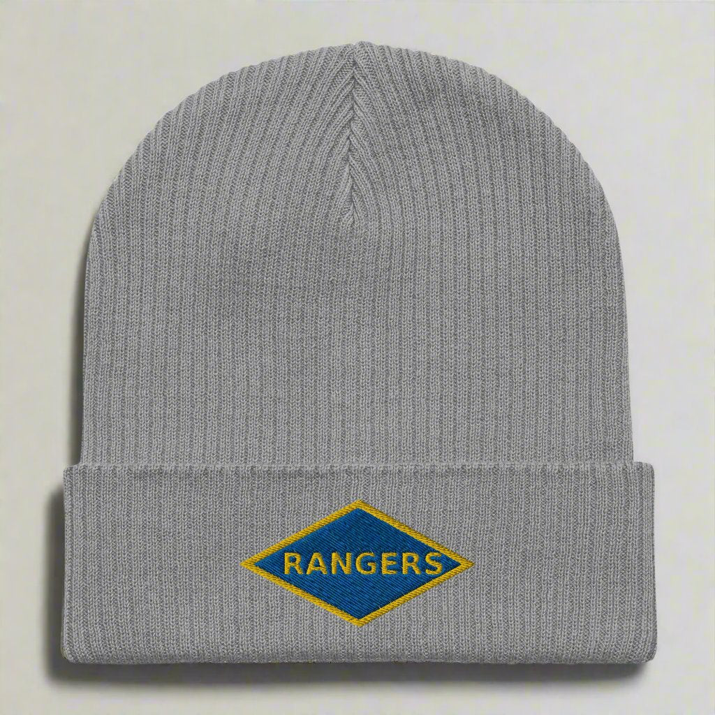WW2 blue ranger diamond embroidered on a beanie.