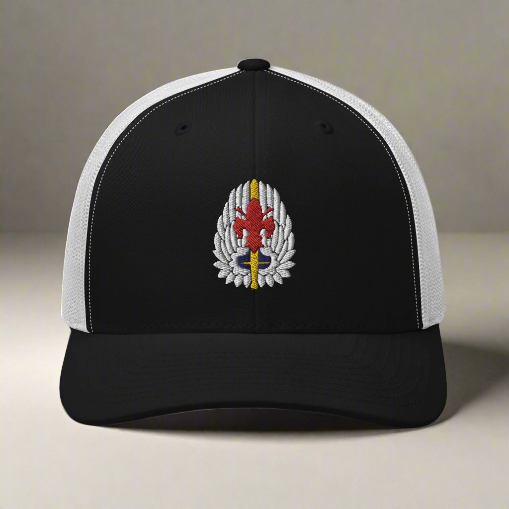 52nd aviation regiment insignia on a snapback trucker hat.
