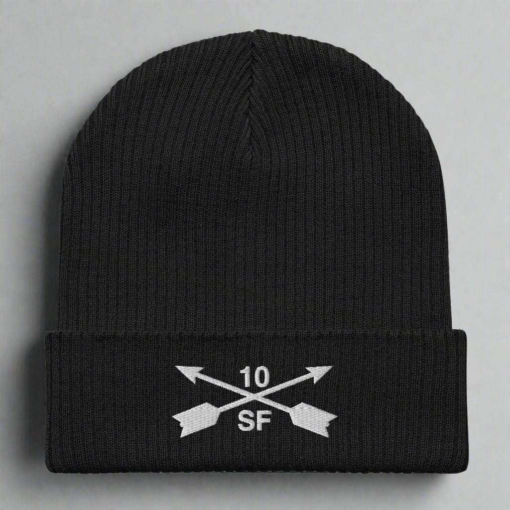 10th special forces group ribbed beanie with embroidered design