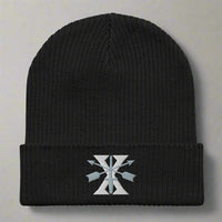 Black beanie with 10th Special Forces roman numeral design.