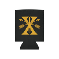 Black can cooler with 10th special forces insignia and roman numeral design