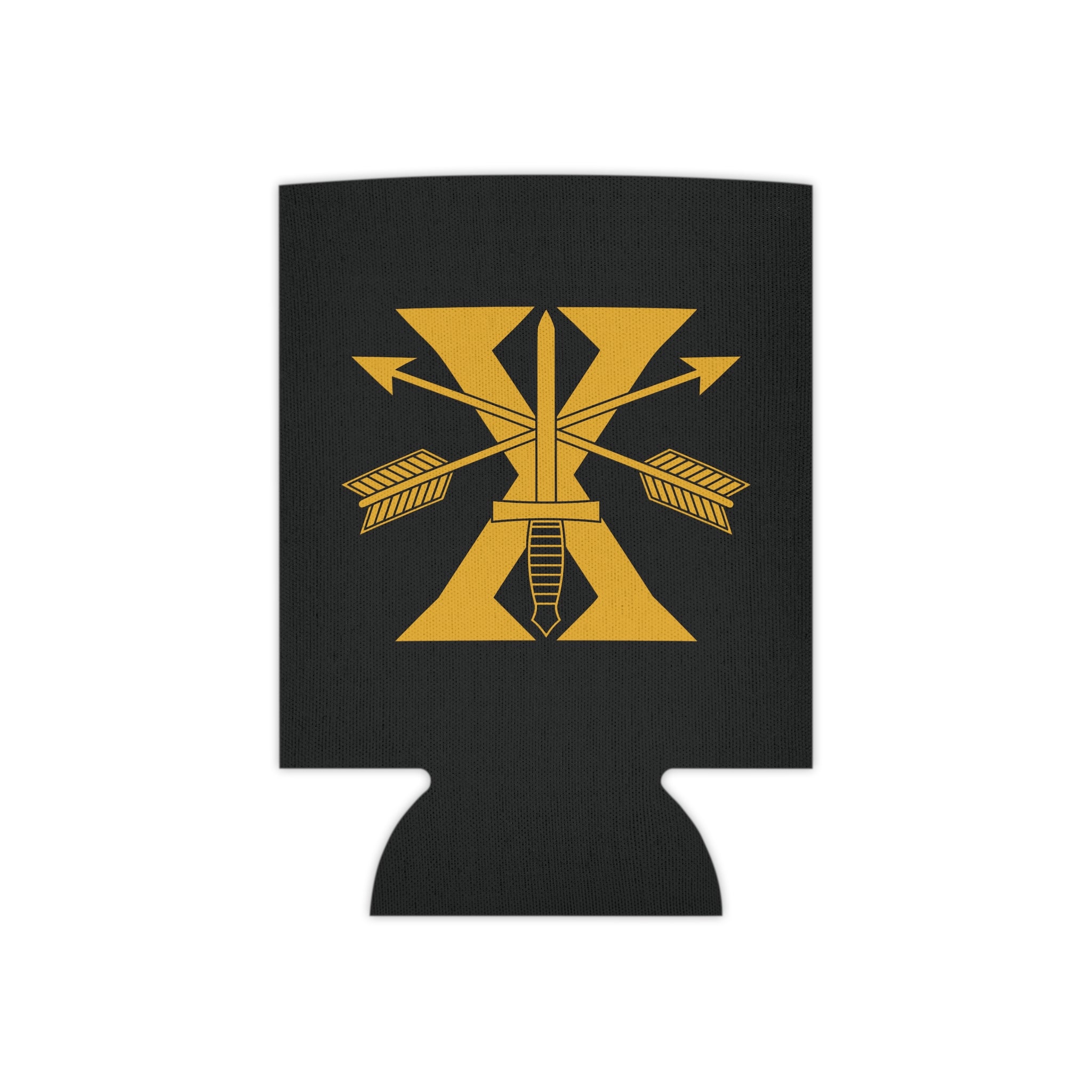 Black can cooler with 10th special forces insignia and roman numeral design