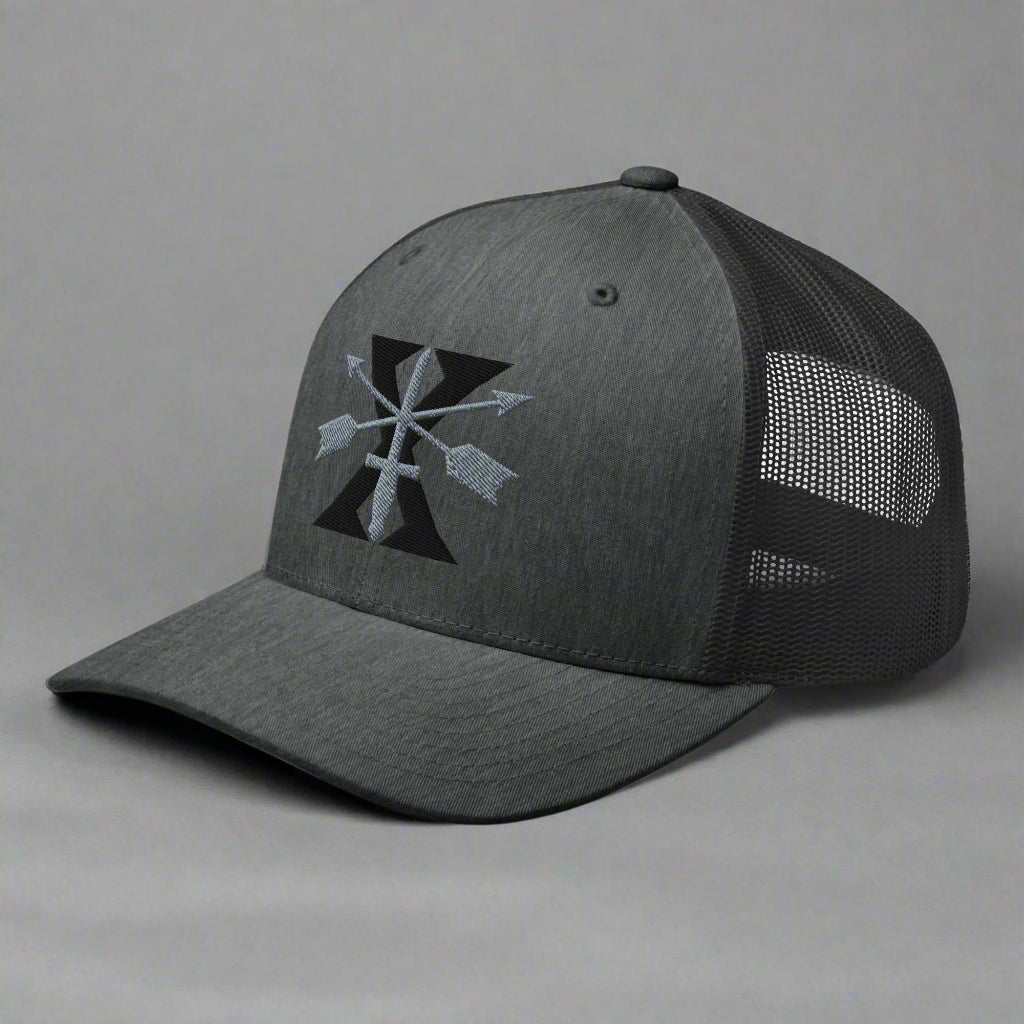 Gray snapback cap with 10th special forces insignia and roman numeral design