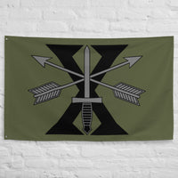 Military green flag with 10th special forces Insignia and roman numeral design
