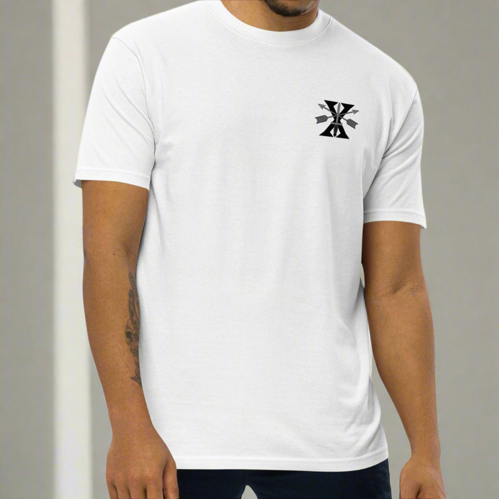 White t-shirt with 10th special forces design on left chest
