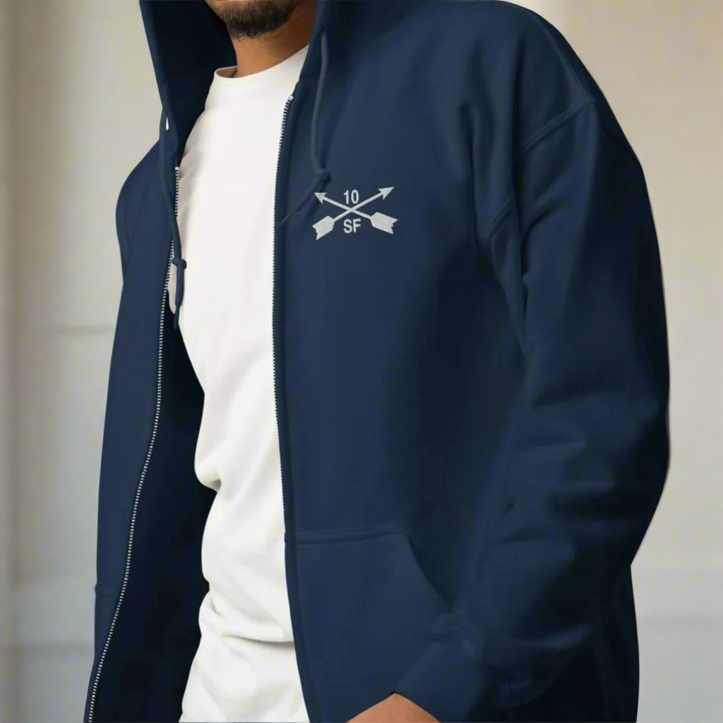10th Special Forces Group Embroidered Full Zip Hoodie