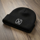 Ribbed knit beanie with 10th Mountain design