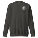 grey sweatshirt with 10th mountain insignia on the left chest