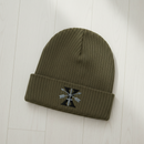 Ribbed knit beanie with 10th special forces group roman numeral design