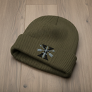 Ribbed knit beanie with 10th special forces group roman numeral design