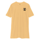 gold t-shirt with 10th special forces group insignia design on left chest