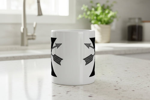 11oz white coffee mug with 10th special forces roman numeral design