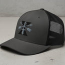 snapback trucker hat with embroidered 10th special forces group insignia and roman numeral design