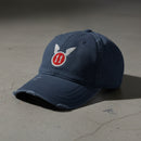 navy distressed dad hat with embroidered 11th airborne insignia