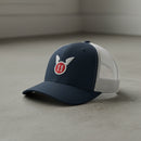 snapback trucker hat embroidered with the 11th airborne insignia.