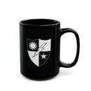 75th ranger regiment crest on a black coffee mug.