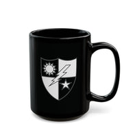 75th ranger regiment crest on a black coffee mug.