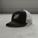 158th aviation regiment insignia on a snapback trucker hat.