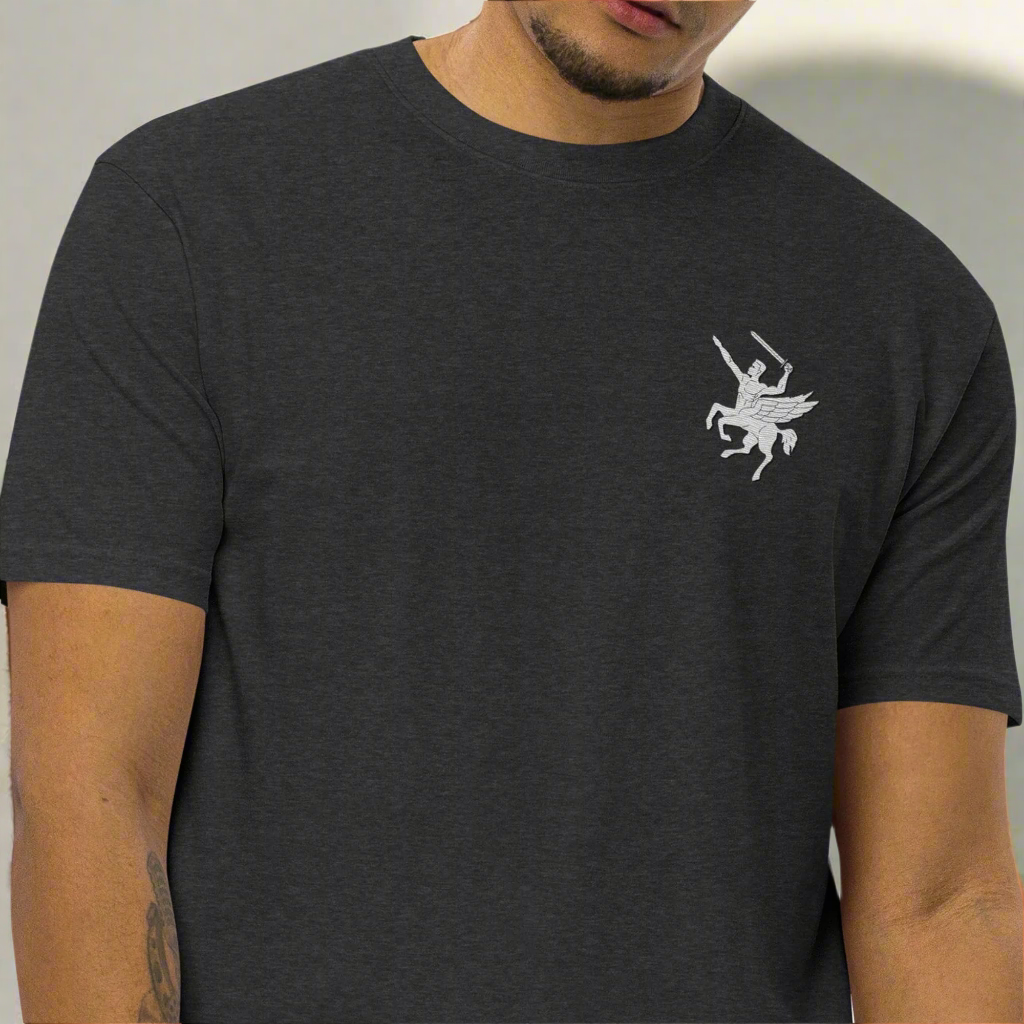 160th SOAR insignia men's heavy weight t-shirt with embroidered design on the left chest