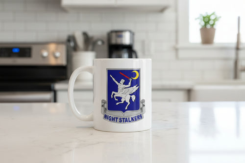 11oz white coffee mug with 160th SOAR insignia 