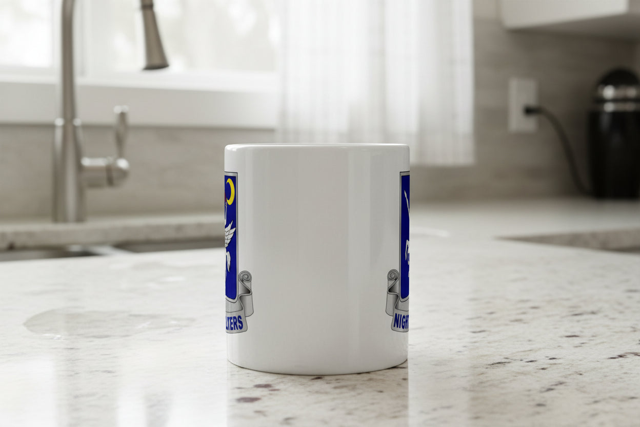 11oz white coffee mug with 160th SOAR insignia 