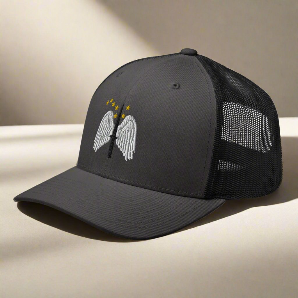 16th combat aviation brigade shoulder insignia embroidered on a snapback trucker hat.