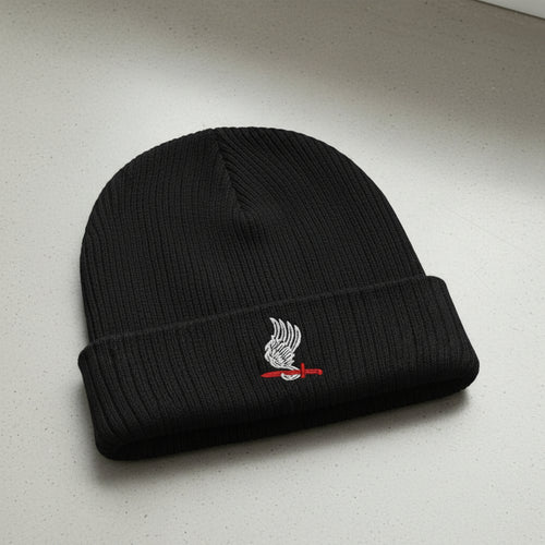 Ribbed knit beanie with 173rd Airborne Brigade design