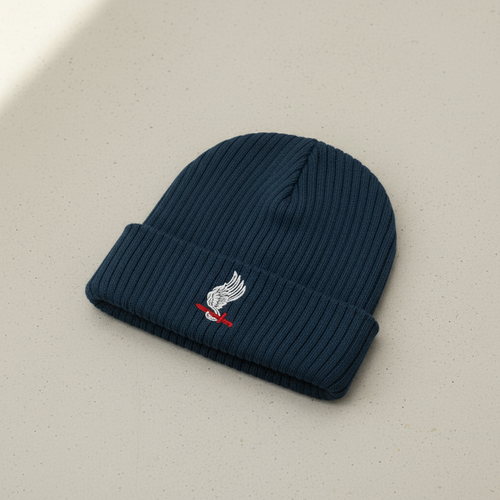 Ribbed knit beanie with 173rd Airborne Brigade design
