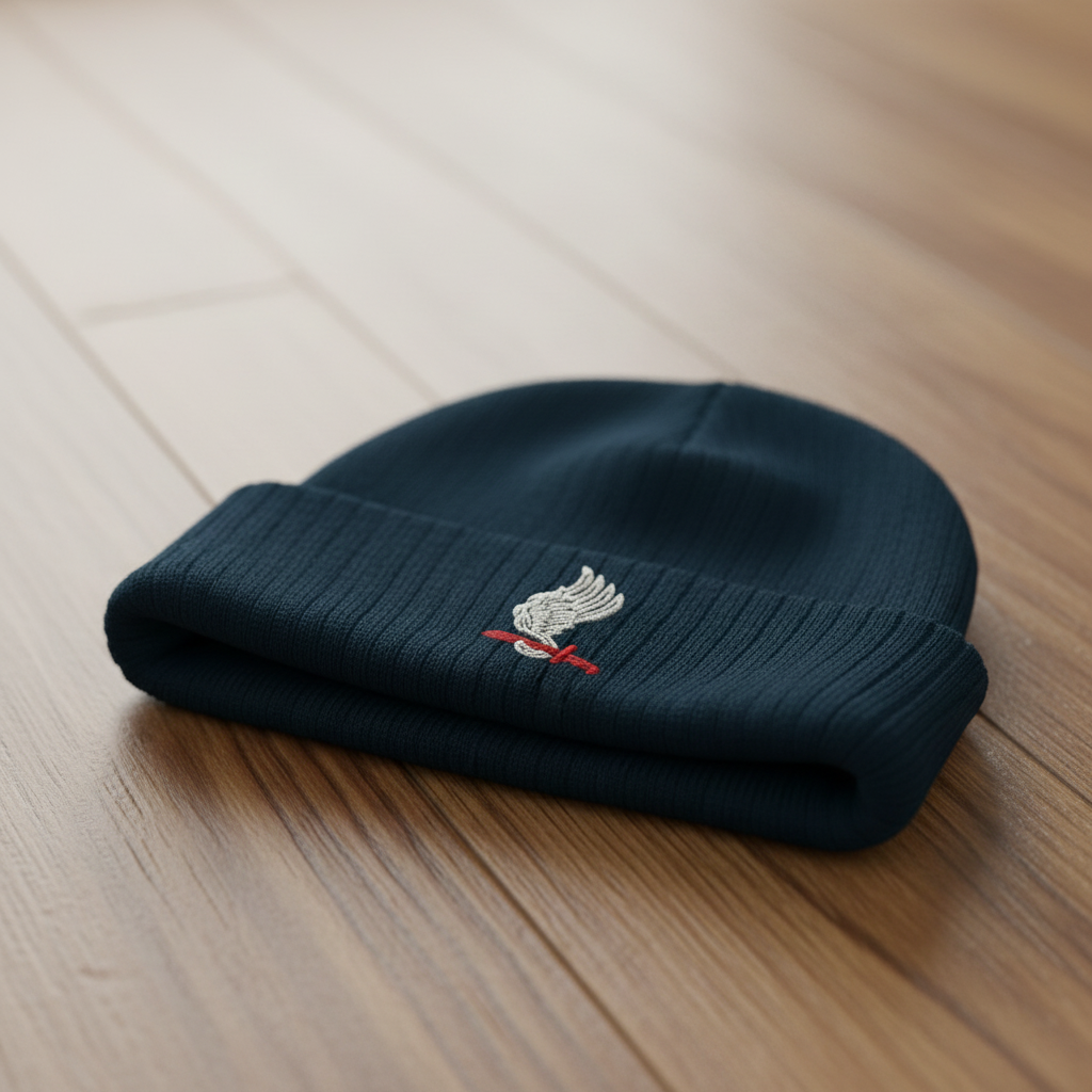 Ribbed knit beanie with 173rd Airborne Brigade design