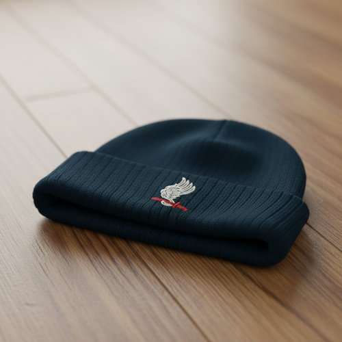 Ribbed knit beanie with 173rd Airborne Brigade design