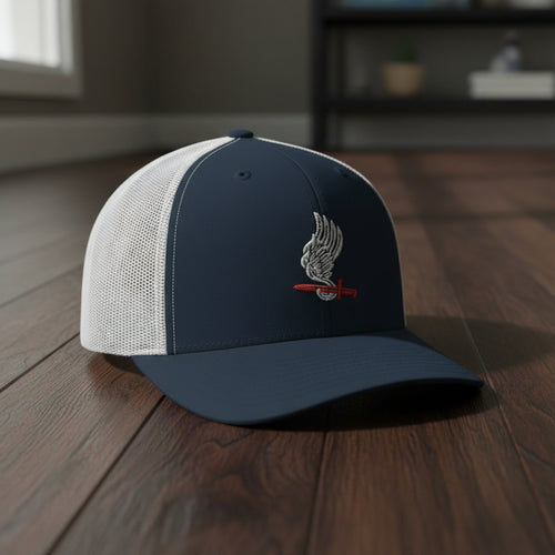 Snapback trucker hat embroidered with the 173rd airborne brigade insignia.