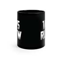 1/75 RLTW written on a black 11oz coffee mug. Represents 1st ranger battalion and rangers lead the way.