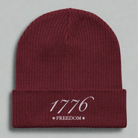 Patriotic beanie embroidered with 1776 freedom