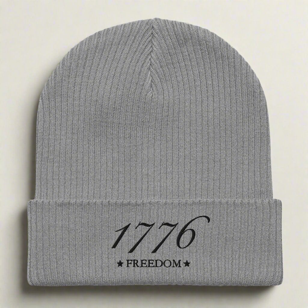 Patriotic beanie embroidered with 1776 freedom