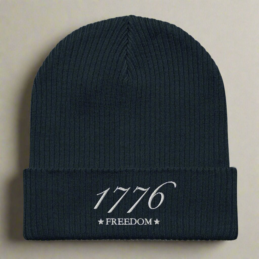 Patriotic beanie embroidered with 1776 freedom