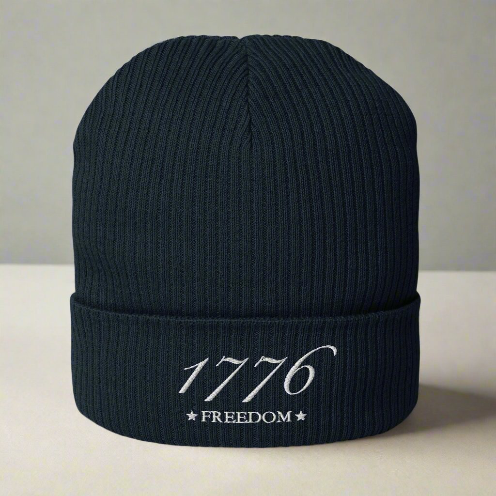 Patriotic beanie embroidered with 1776 freedom