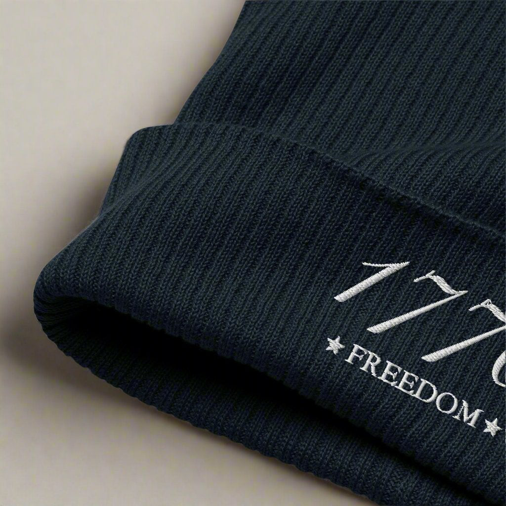 Patriotic beanie embroidered with 1776 freedom