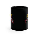 2nd ranger battalion scroll and ranger tab on a black 11oz coffee mug.