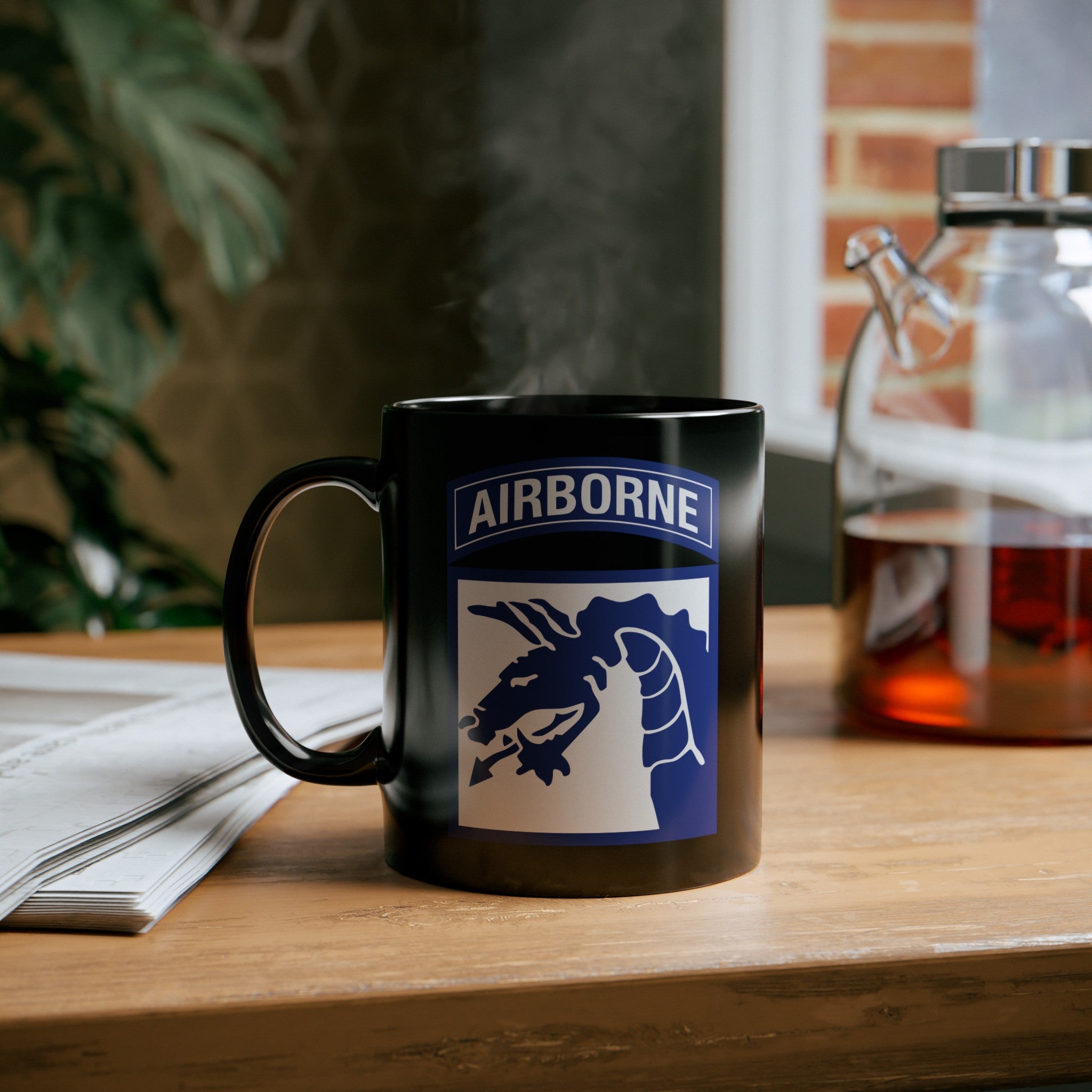 18th Airborne Corps Insignia Black Coffee Mug