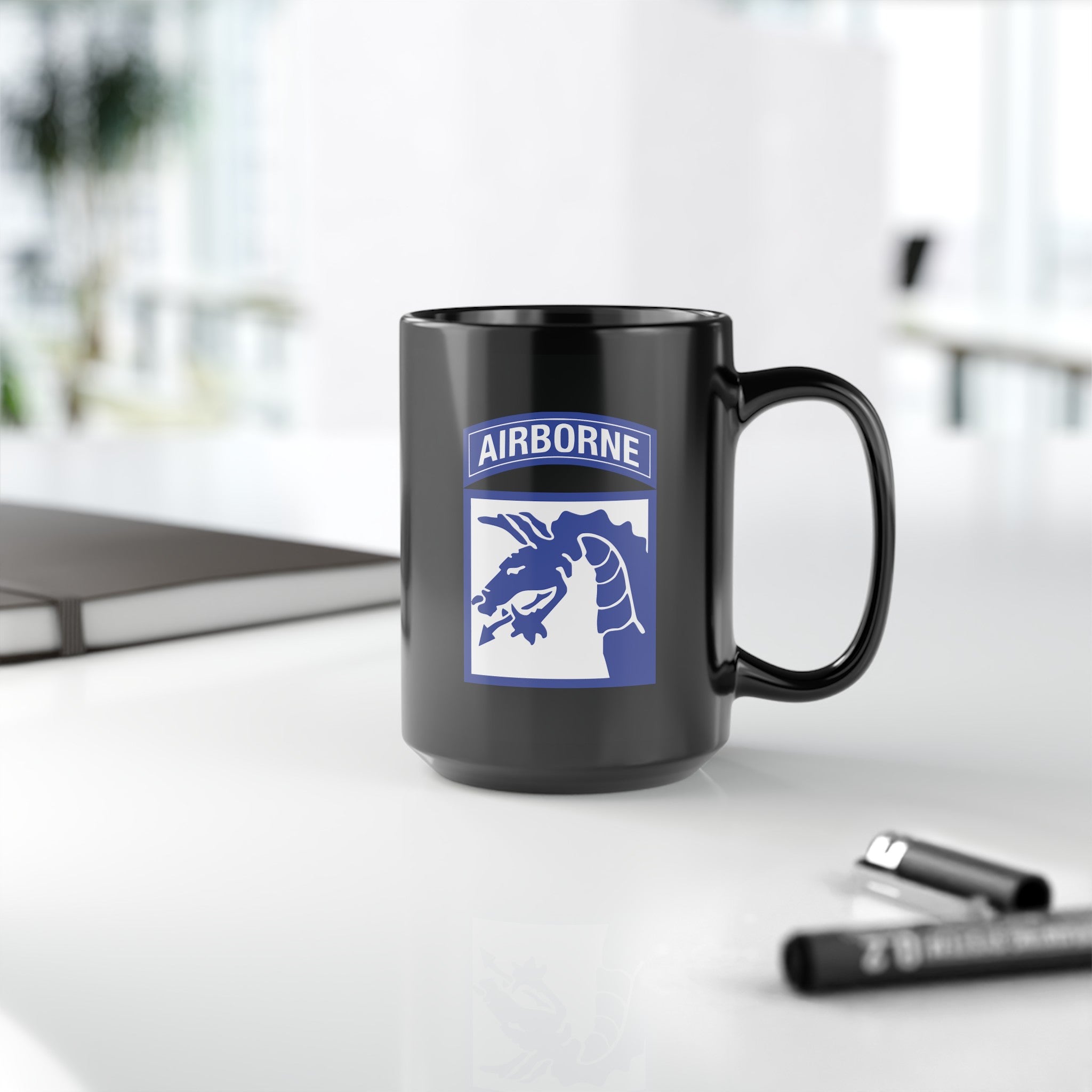 18th Airborne Corps Insignia Black Coffee Mug