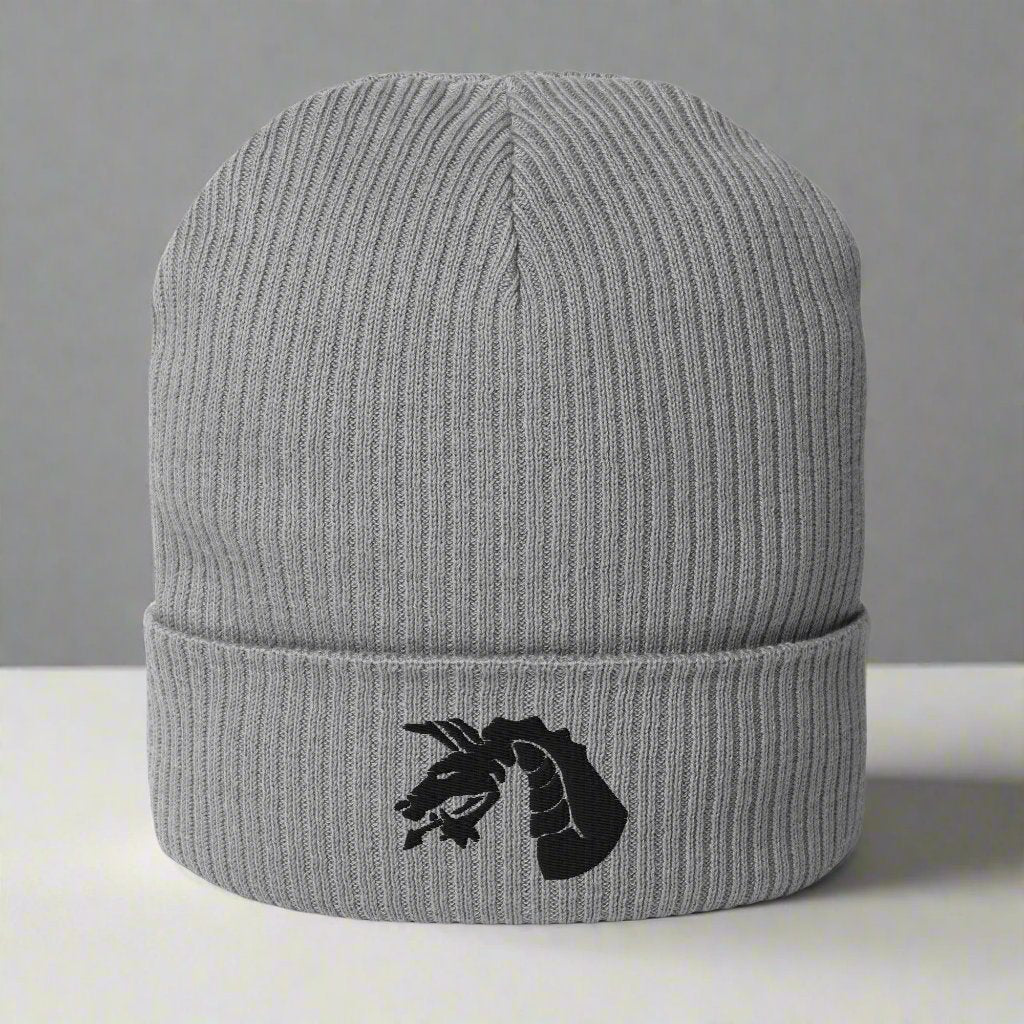 18th airborne corps ribbed beanie embroidered with the dragon insignia.