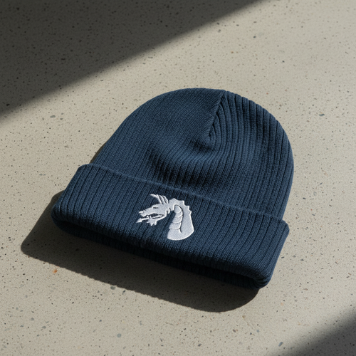 Ribbed knit beanie with 18th Airborne Corps insignia