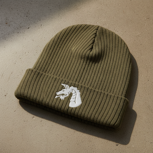 Ribbed knit beanie with 18th Airborne Corps insignia
