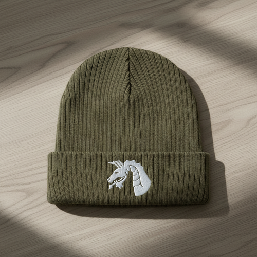 Ribbed knit beanie with 18th Airborne Corps insignia