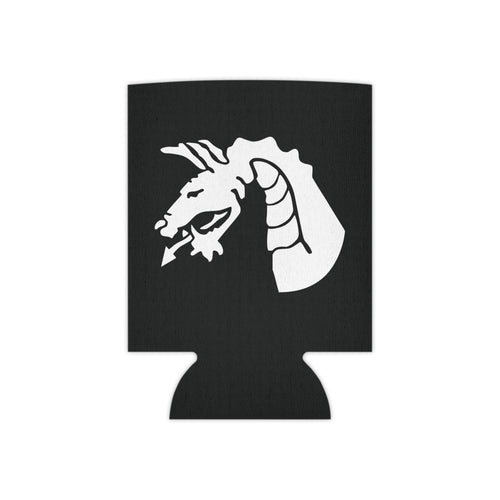 Black can cooler with 18th airborne dragon design on a black background